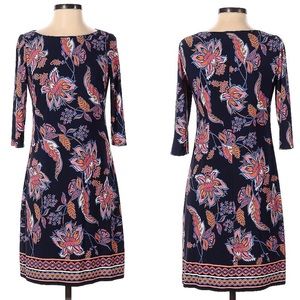 Vince Camuto Floral Print Shirt 3/4 Sleeves Dress